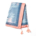 Light Scarf New Products Woman Stylish Light Weight Pashmina Flamingo Printed Scarf Warm Blue Polyester Scarf
