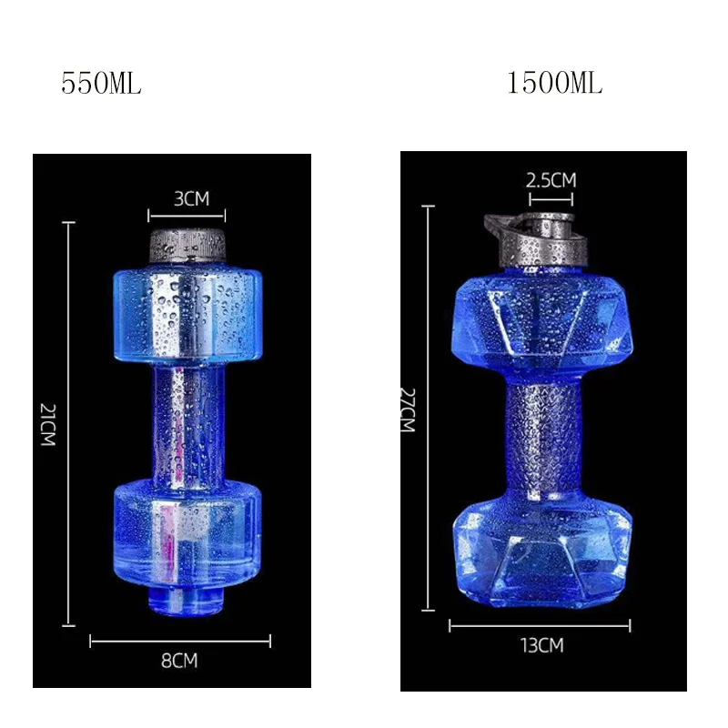 Anneome Dumbbell-Shaped Water Bottle – 1pc, Blue, 21.5x8.5cm, Time Marker, Portable Handle, PETG Material