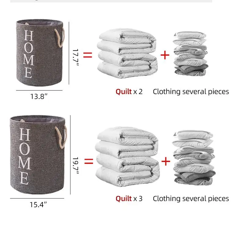 Heavy Duty Fabric Dirty Clothes Basket Foldable Laundry Hamper Collapsible Laundry Basket