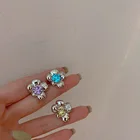Flower Earrings Vershal Minimalist Flower Diamond Silver Plated Aretes Ear Bone Clip Earrings