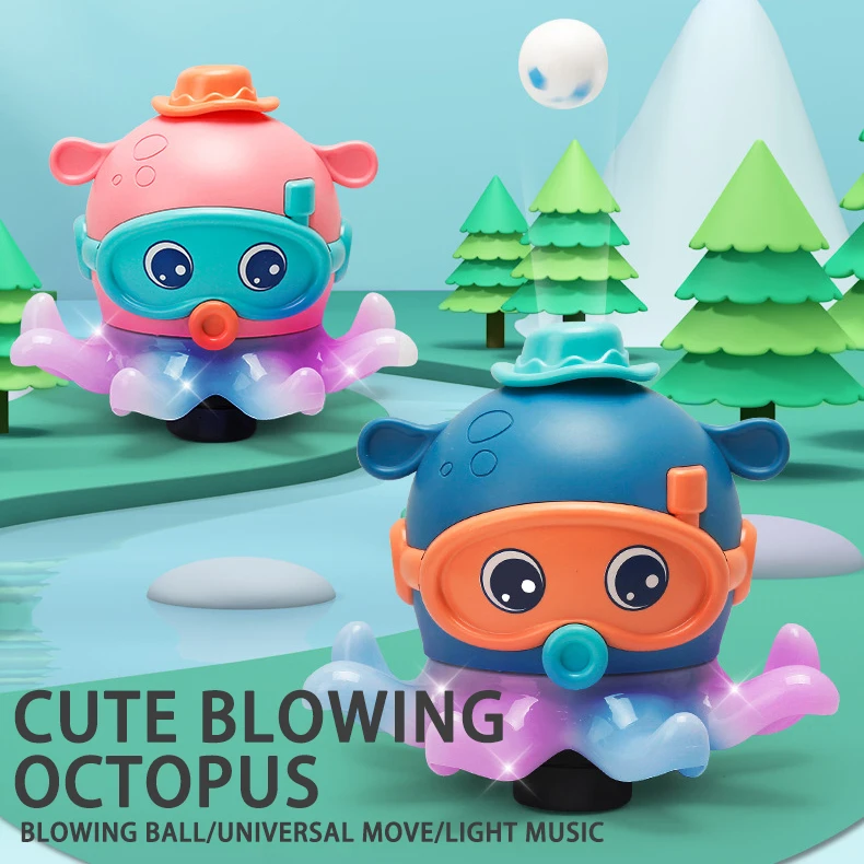 Electronic Cute Walking Octopus Blowing the Ball Universal Drive Car Luminous Octopus Electric Toy With Sound Light