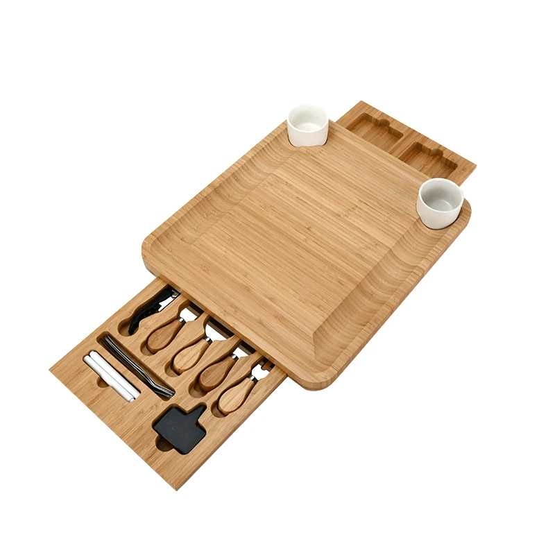 Charcuterie Cheese Board includes 4 Cheese Knives & 3 Ceramic Bowls