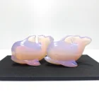 Wholesale Pure Natural Powder Opal Carved Crystal Fish Healing Stone Crystal Handicraft Gifts