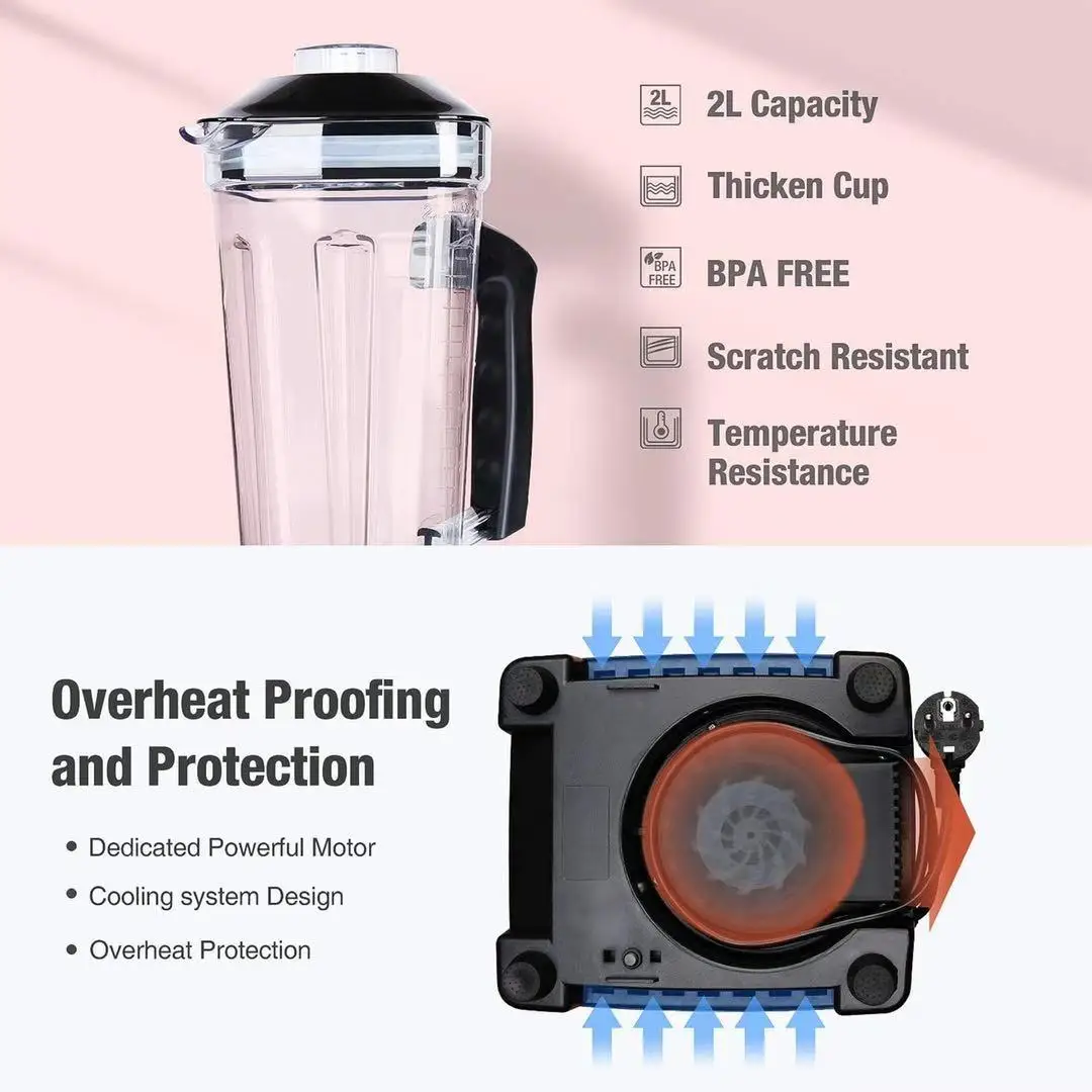 Gemat 3hp Low Noise Tigernut Blender Cup Blender Big Capacity Blender