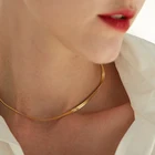 Gold Plated Name Necklace New Jwelleries Gold Chain Gold Plated Flat Snake Bone Choker Necklace