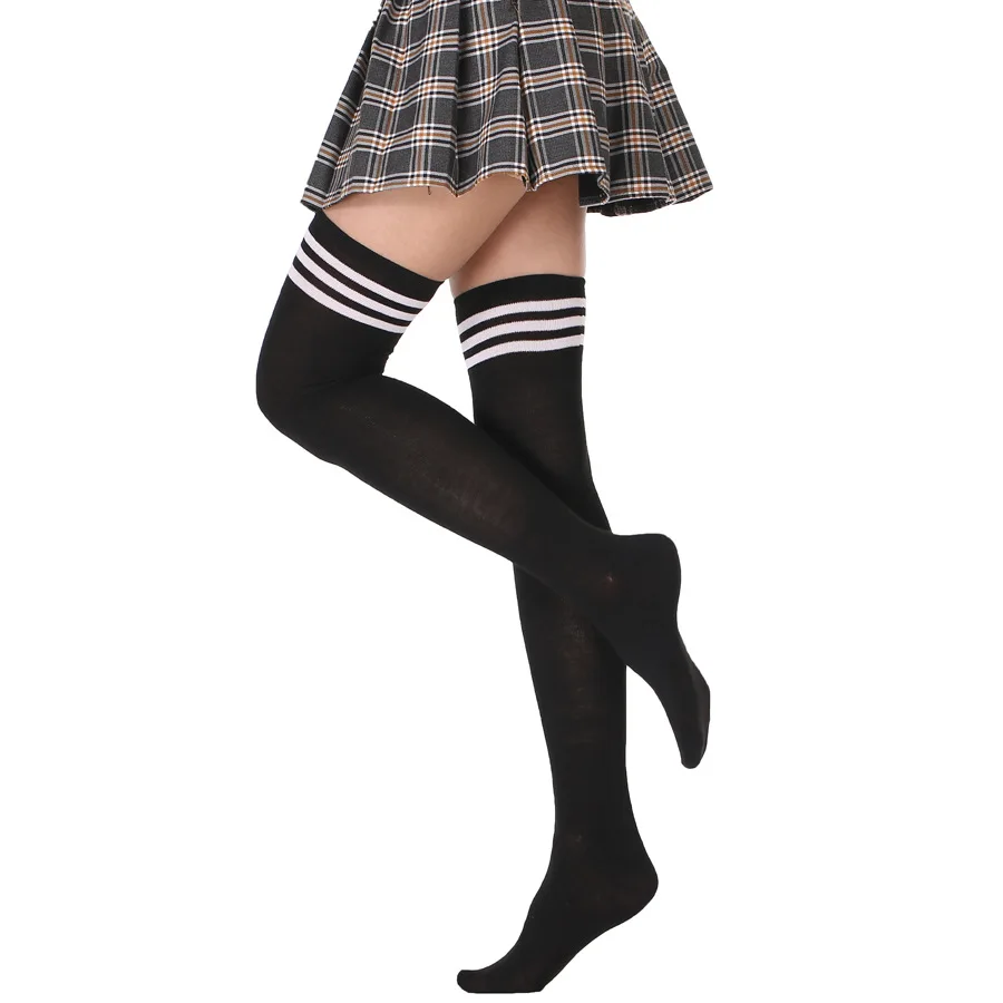  OXIALL Medias sexys hasta el muslo para mujer, calcetines por  encima de la rodilla, medias largas de algodón para mujeres 2022, para  niñas y mujeres (color gris, negro, tipo 5) 