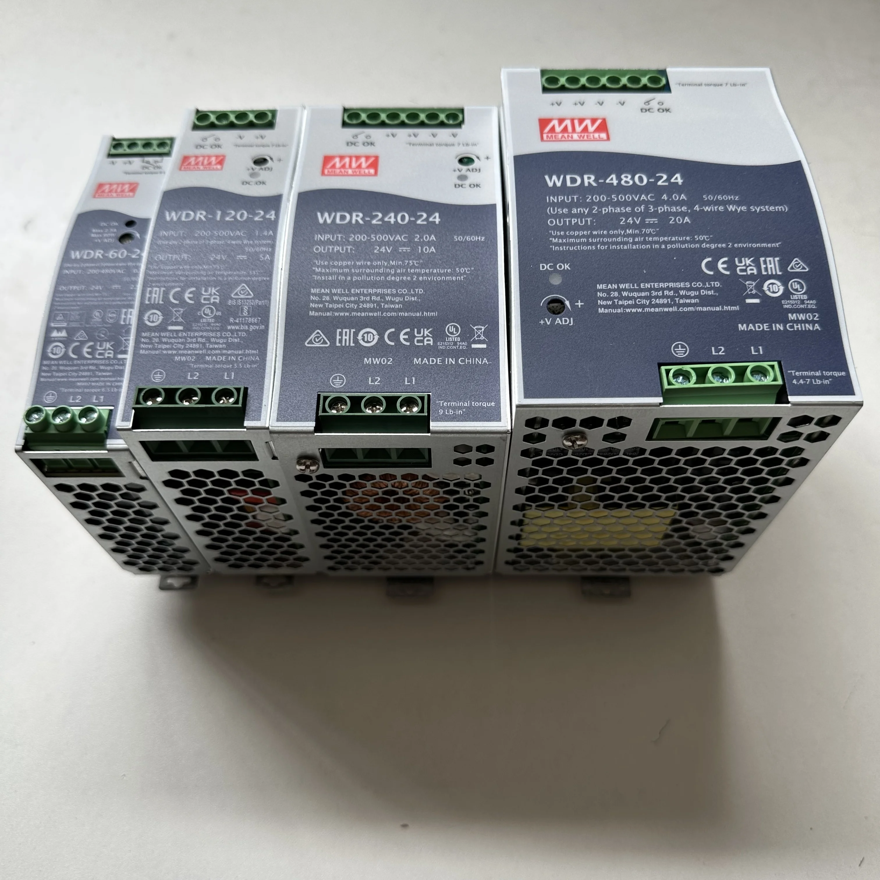 Meanwell WDR-480  series 480W  Ultra Wide Input Industrial DIN Rail Power Supply WDR-480-24