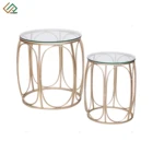 Square Table Square Shaped Gold Metal Frame Nesting Coffee Table With Mirror Glass Top