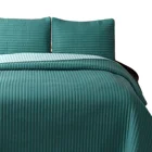 Quilt Set Microfiber Polyester Wholesale Reversible 3-Piece Bedspreads Coverlet Set Pinsonic With Pillow Shams Teal Queen