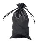Silk Printed Bag Wholesale Custom Spot Black Ding Silk Bundle Mouth Rope Printed LOGO Satin Wig Bag
