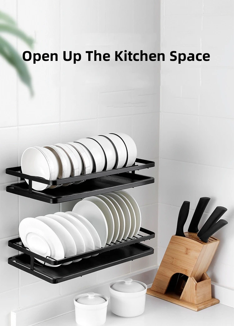 High quality single tier Dish Drying Rack Kitchen Drain Rack With Utensil Holder for kitchen