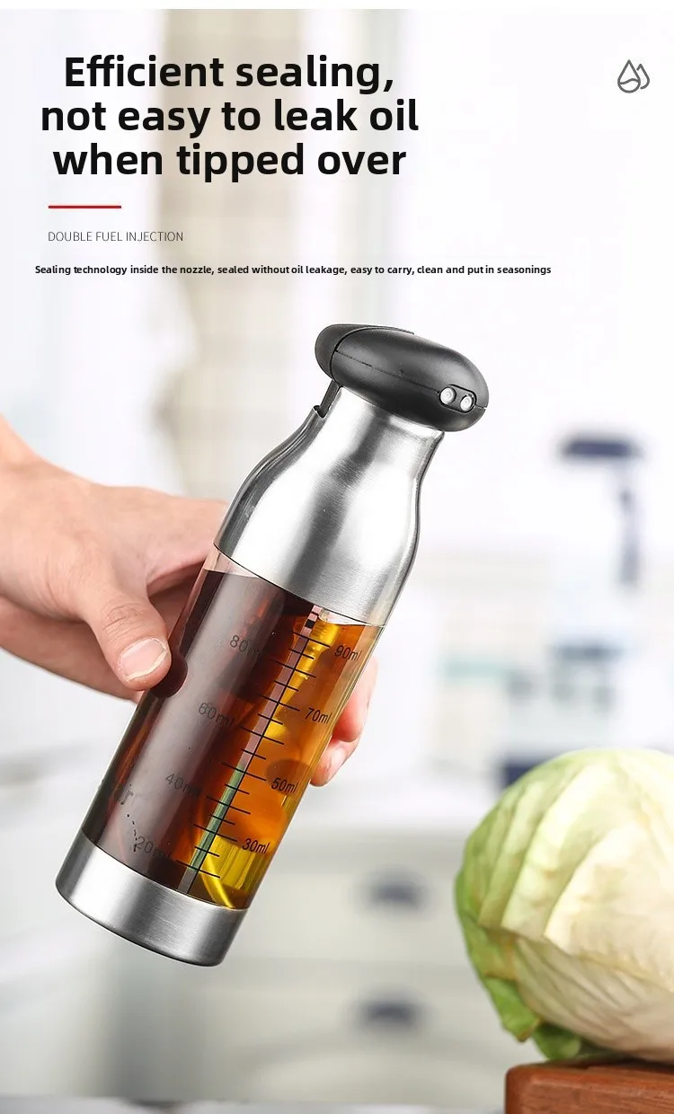 product creative 2 in 1 oil sprayer bottle stainless steel dual nozzle oil bottle olive oil vinegar dispenser for cooking bbq baking-2