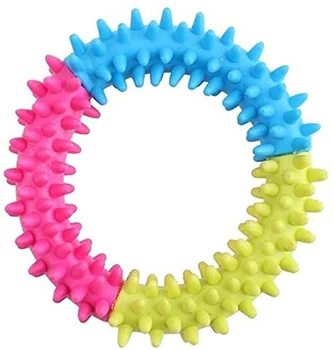 Colorful Soft Durable TPR Rubber Ring Dental Chewing Biting Chasing Training Toy for Puppy (Color Show, Size : 10cm)