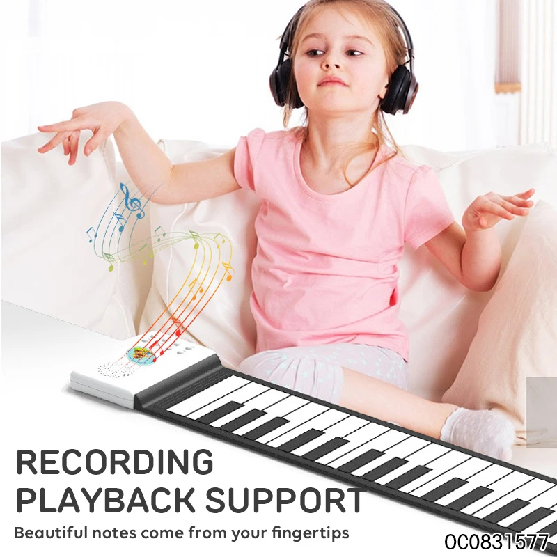 Foldable black white 49 keys customize keyboards music electronic piano mat toys