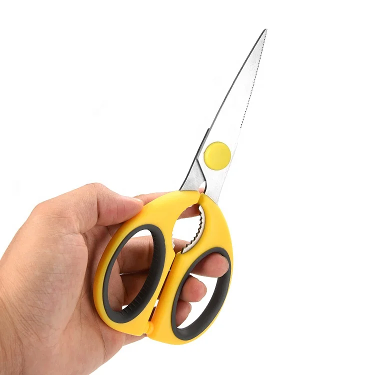 Novelty 8 Inch Yellow Soft Grip Handle Kitchen Scissors Food Grade Stainless Steel Kitchen Shears