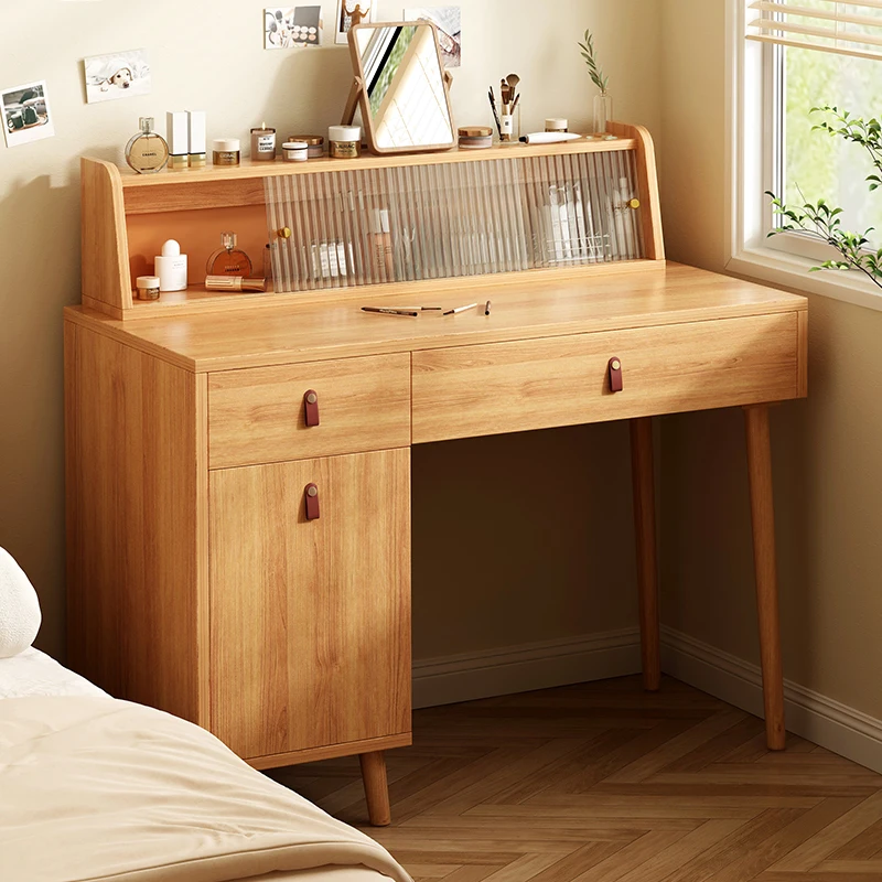 Elegant Unique Modern Wooden makeup Vanity Desk Bedroom with Storage Space Dressing Table