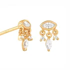 Jewelry Cz Earrings Gemnel New Arrive 925 Silver Jewelry Shiny 14k Gold Cz Pendant Stud Earrings