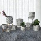 Pot Cement Plant Pot Hot Sale Home Decor Cement Succulent Plant Flower Pot With Wood Stand Manufacturing