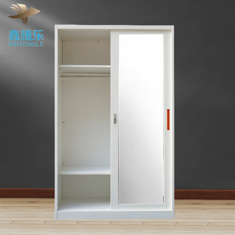 2-Door Steel Bedroom Wardrobe with Sliding Design Metal Closet for Clothes Bongkar Pasang Lemari Pakaian Bedroom Wardrobe