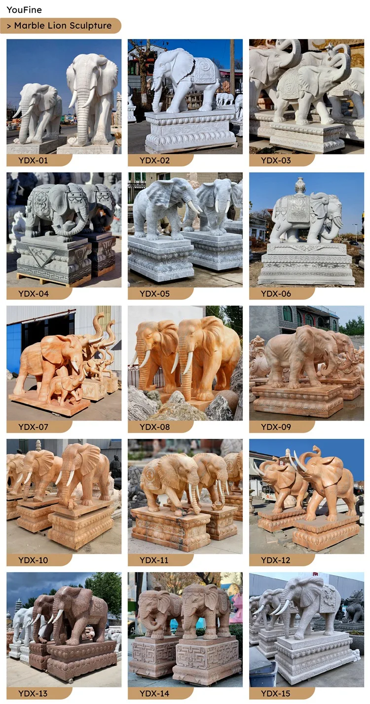 Marble Elephant Statue Sculpture 