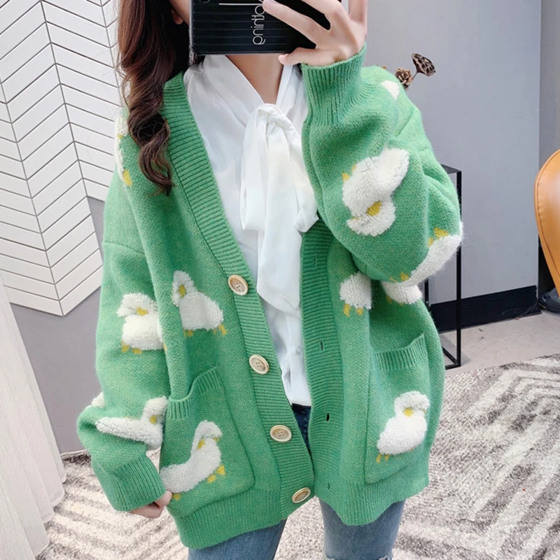 Loose Streetwear Knit Sweater Coat Cute 