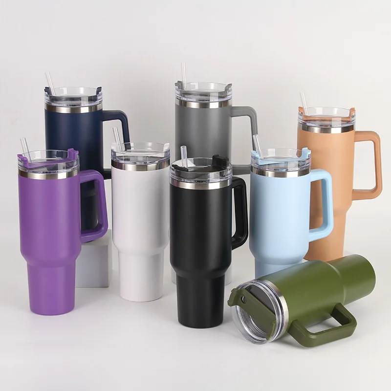 1200ML Sports Water Bottle 40oz Straw Lid Leak Proof Stainless Steel Gym Bottles for Men Women Double Wall Insulated Thermos