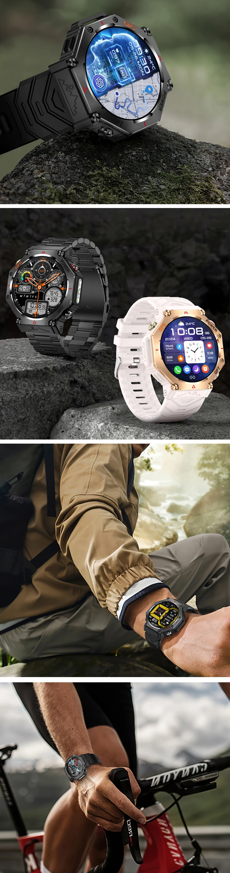 product cheap dafit gps smart watch kc91 zinc alloy case 530mah battery ai watch dials dagpt gps training 3atm waterproof smartwatch-7