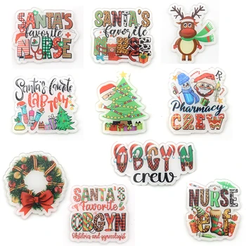 Custom Medical Nurse Christmas Acrylic Pieces Plastic Holiday Decoration DIY Acrylic Patch for Nurse Gift Accessories