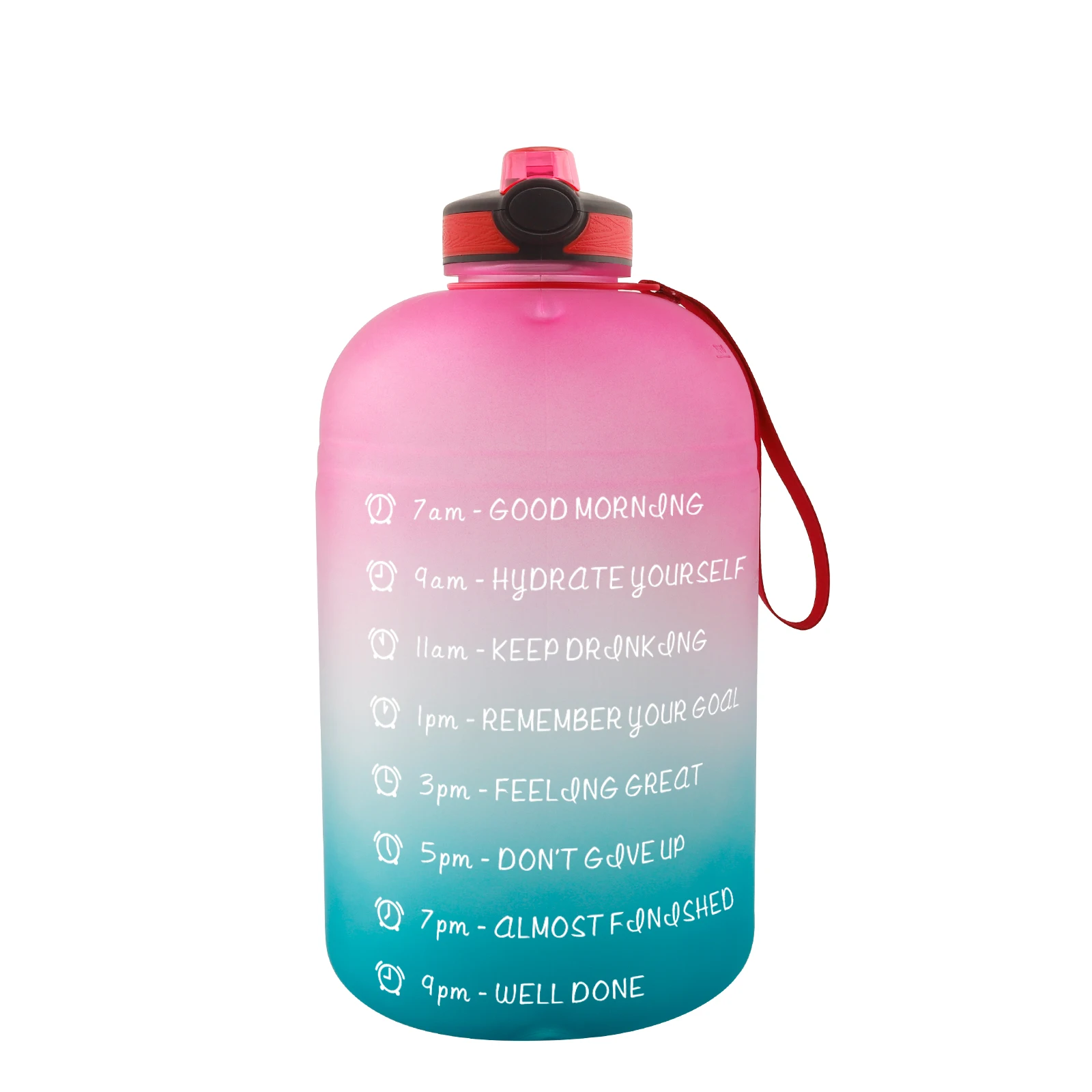 Water Bottle with Straw & Time Marker 1 Gallon BPA Free Sport Drinking Bottle Leak Proof Daily Water Intake Bottle Click Pop Up