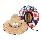 Custom Hat Hat Straw Hat Custom Printing Cheap America Sombrero Beach Surf Lifeguard Straw Hat With Underbrim