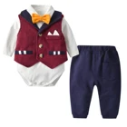 Boy Whoslesale 3 Pcs Cotton Gentleman Birthday Party Baby Boy Clothes Gift Set