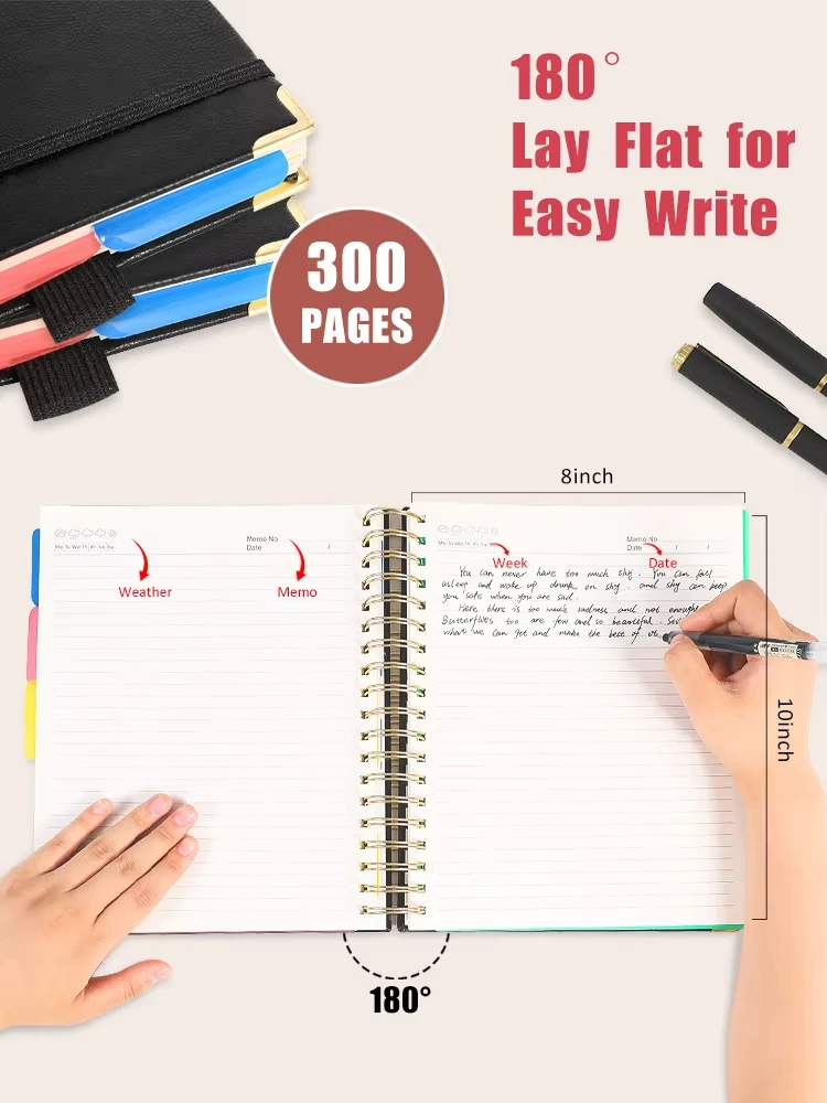 A5 custom printing debossed logo 80°lay flat 5 subject hardcover spiral notebook journal with dividers tabs A5 custom printing debossed logo 80°lay flat 5 subject hardcover spiral notebook journal with dividers tabs