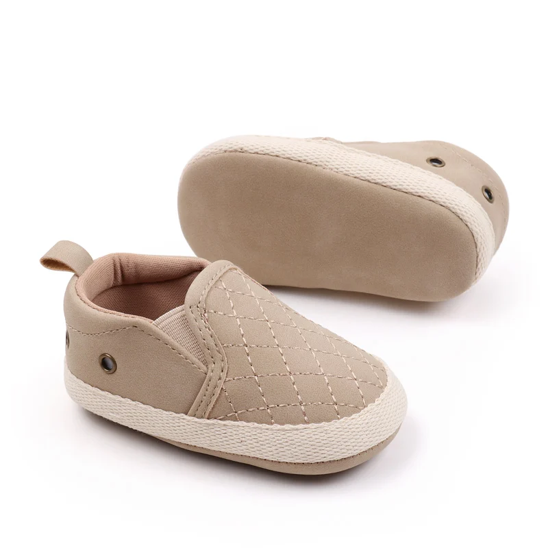 Rhomboid Pattern Design Soft Bottom Baby Boys Casual Shoes with Solid Color for Walking factory