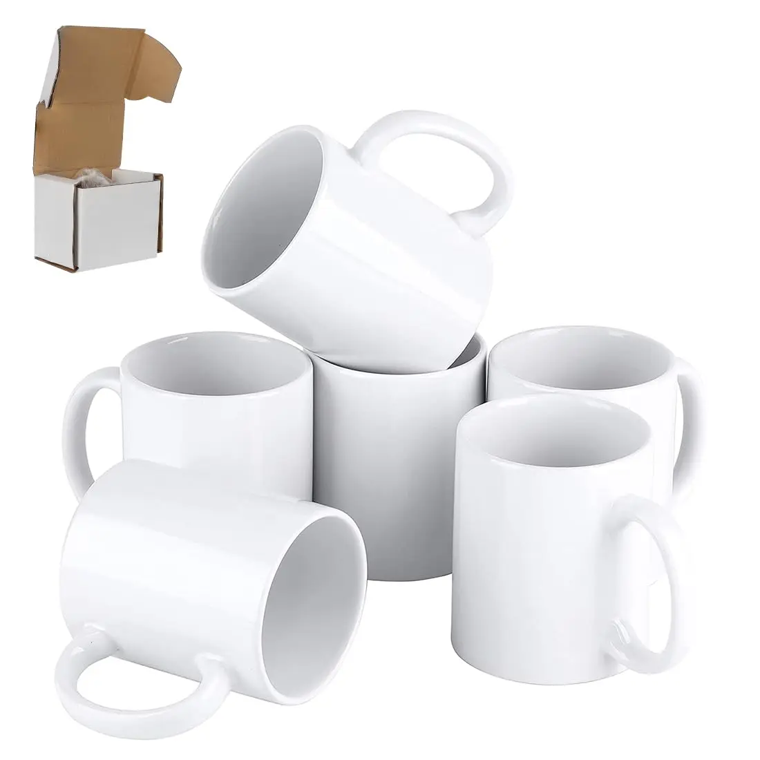 Wholesale Product Personalised 11oz Porcelain White Sublimation Blank Ceramic Cup Coffee Mug with white box To Sublimate