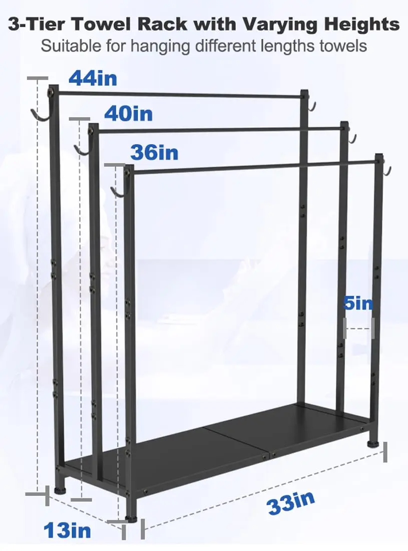 Living Room 3 Tiers Heavy Duty Blanket Drying Stand Holder Extra Large Free Standing Towel Rack