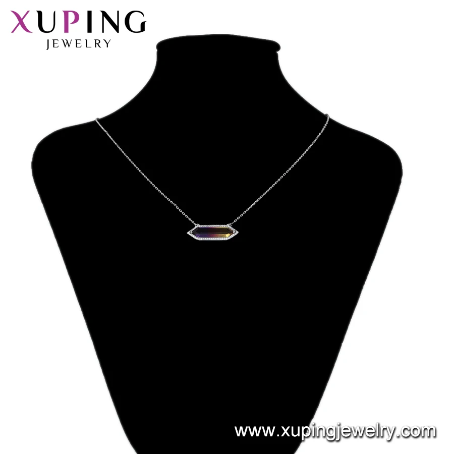 46945 xuping jewelry wedding choker crystal black seashell women chain islam steel fashion Mother's Day necklace