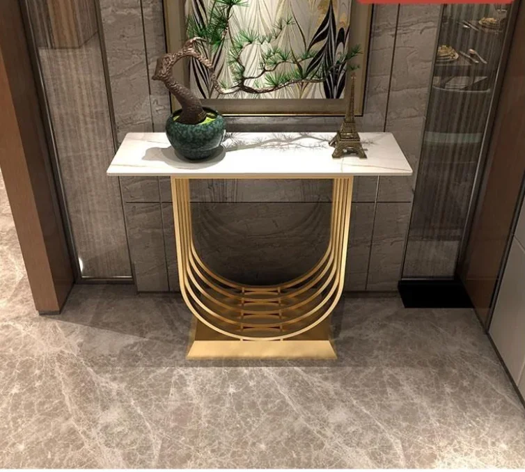 Modern Luxury Hallway Table Mesas De Entrance Home Furniture Gold Metal