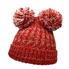 Customized Winter Hat Fashion Customized Double Pompom Knitted Winter Hat Lovely Beanie Hat Promotional For Women