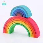 Toy Learning Game Family 12 Pcs Building Blocks Educational Large Rainbow Stacking Wooden Toy