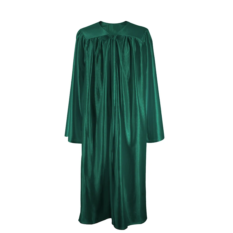 All Grades US Style Shiny Forest Green Graduation Gown factory