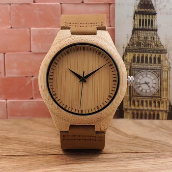 Custom Logo Eco-friendly Wooden Bamboo Quartz Wrist Watches