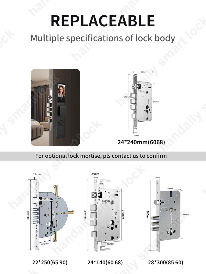 waterproof tuya app electronic digital locks 3d face recognition biometric fingerprint smart door lock with israel 6085 mortise w8852-9