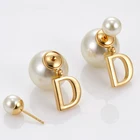 Earrings Elegant Earrings Jewelry 2021 New Alphabetic Earrings Fashion Elegant Letter D Pearl Earrings