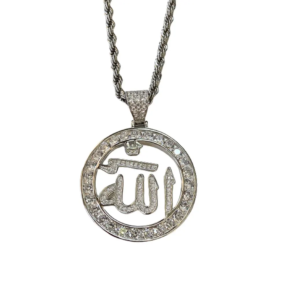 Wholesale Muslim Islamic Quran Gold Allah Pendants Women Hip Hop Bling Jewelry