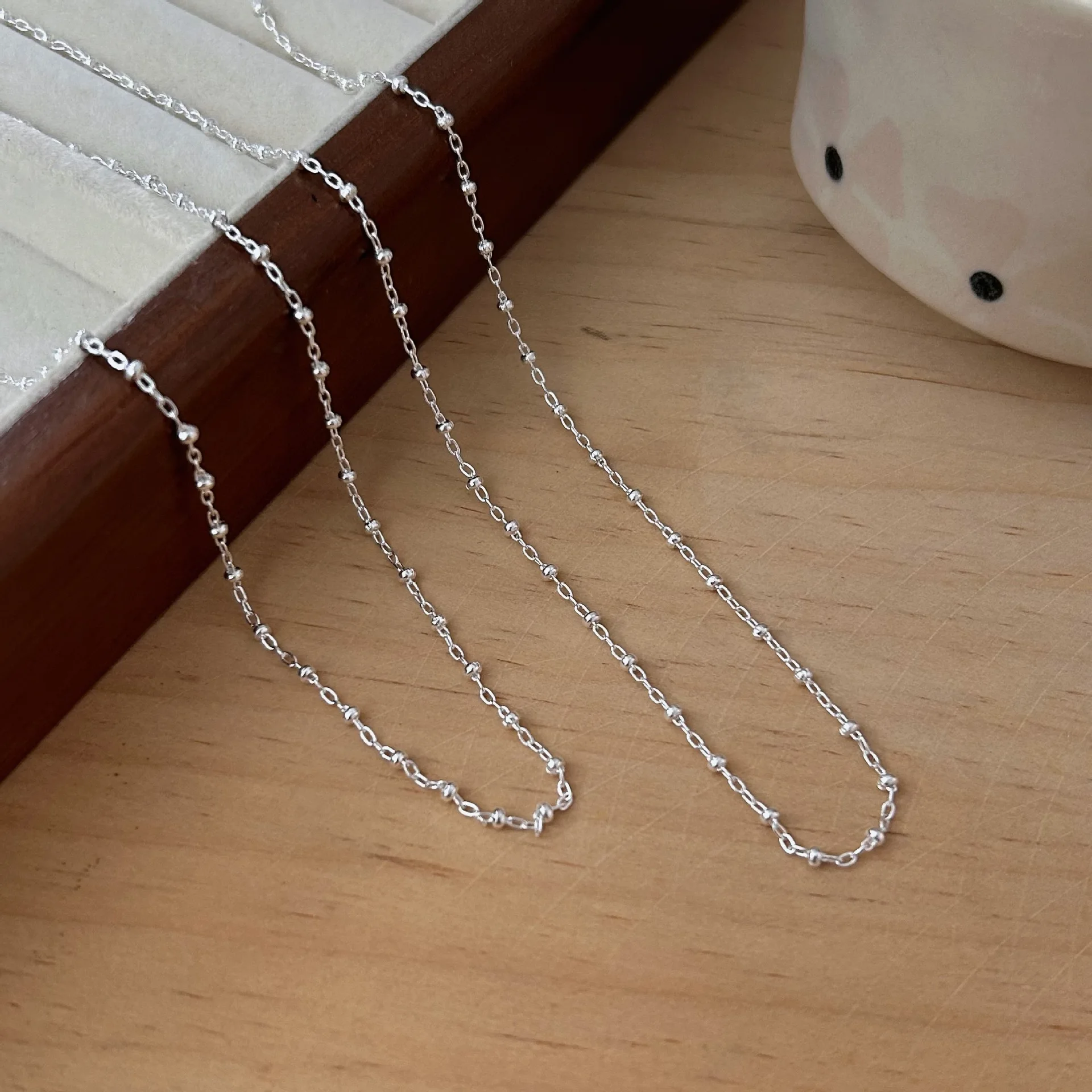 Carline Minimalist Trendy Sterling Silver Round Beads Beaded