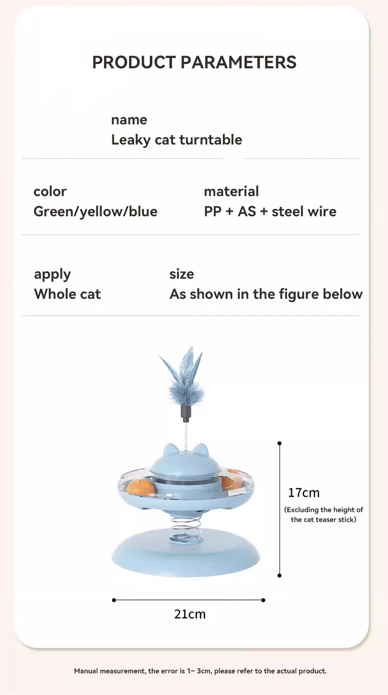 New 3in1 Cat Turntable Toy With Feather Ball Cat Leakage Food Toy Turntable Interactive Teasing Cat Toys Pet Products supplier