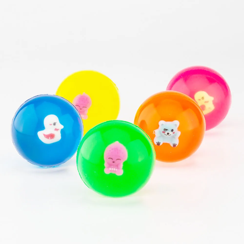 Promotional Colorful Rubber 60mm High Bouncy Transparent Bounce Ball Toy for Kids Play