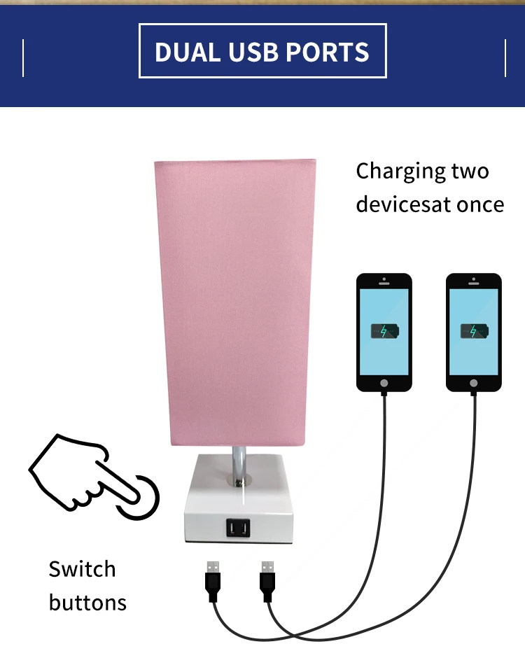 USB linen table lamp is suitable for hotel decoration room bedside table lamp