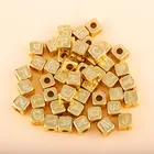 Cz DIY Bracelet 26 Letters Wire Bangle Square CZ Initial 18k Gold Plated Letter Charm Bracelet
