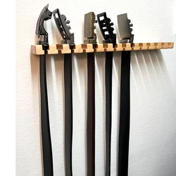 Wholesale High Quality Natrual  2 in 1 Wooden Wall Mount 14 Belts Organizer  Display for Closet